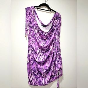 💲🖐🏾/☀️🏖ROCAWEAR 2X Purple One Shoulder Dress with Gold embellishments